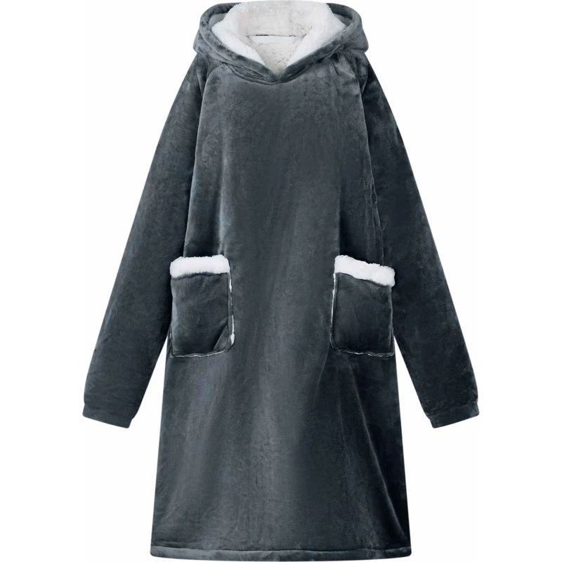 vidaXL Tæppe-hoodie Mørkeblå L, Fleece og Flannel