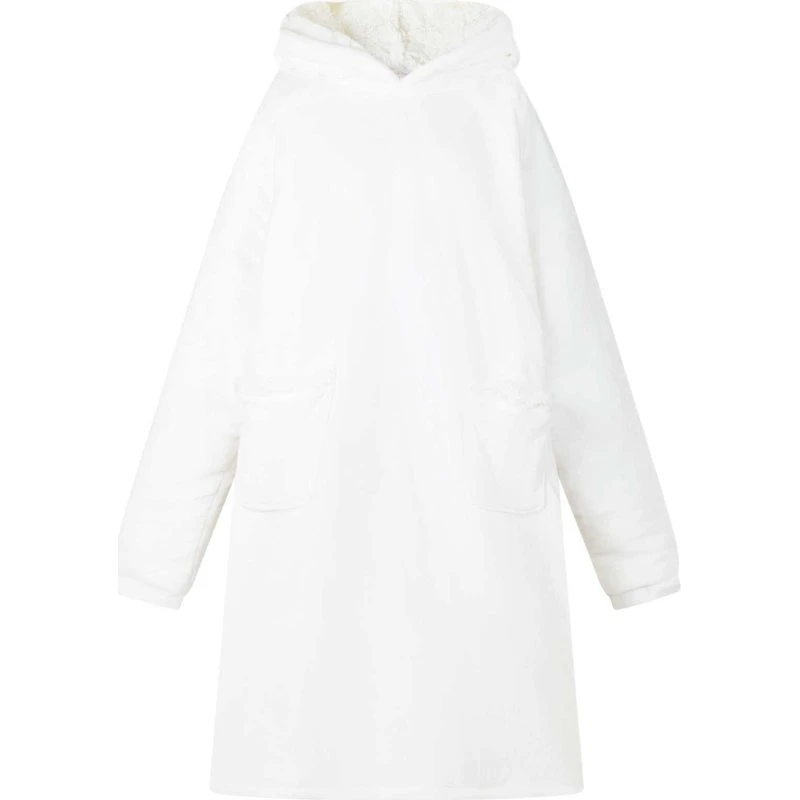 vidaXL Tæppe-hoodie Hvid M, Fleece og Flannel