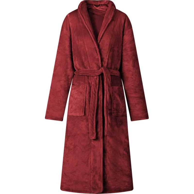 vidaXL Badekåbe uden hætte Bordeaux Rød XL Flannel