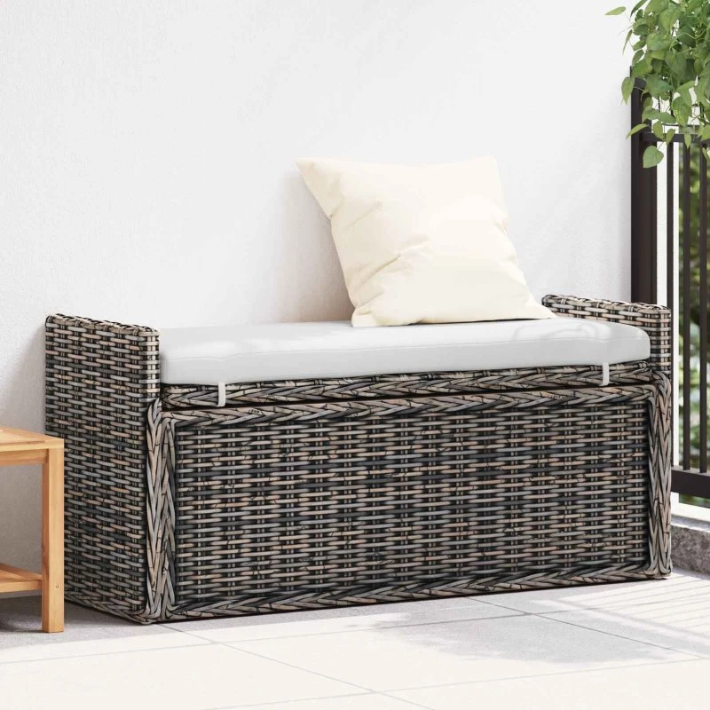 vidaXL Opbevaringsbænk med pude, sort, 110 x 40 x 50 cm