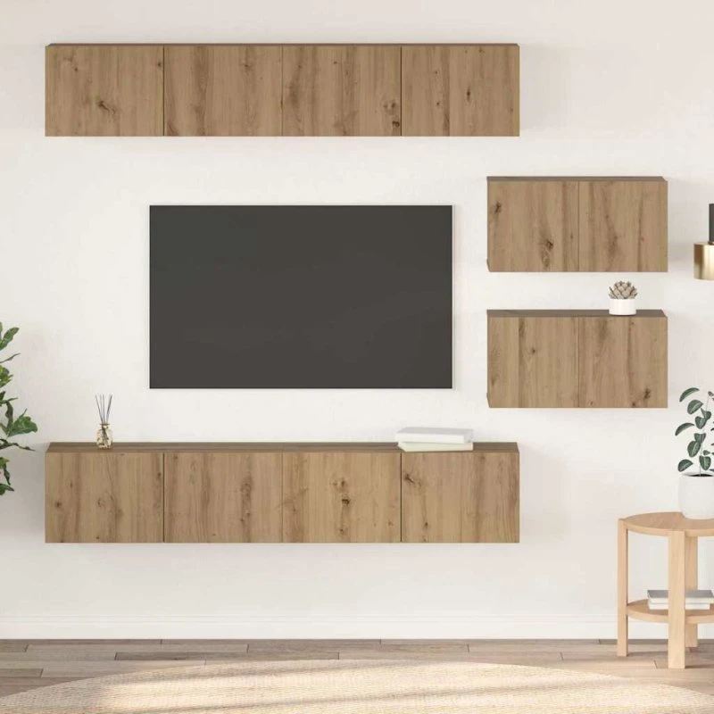 vidaXL TV-møbelsæt Vægmonteret 6 stk Artisan Egetræ 80 x 30 x 30 cm