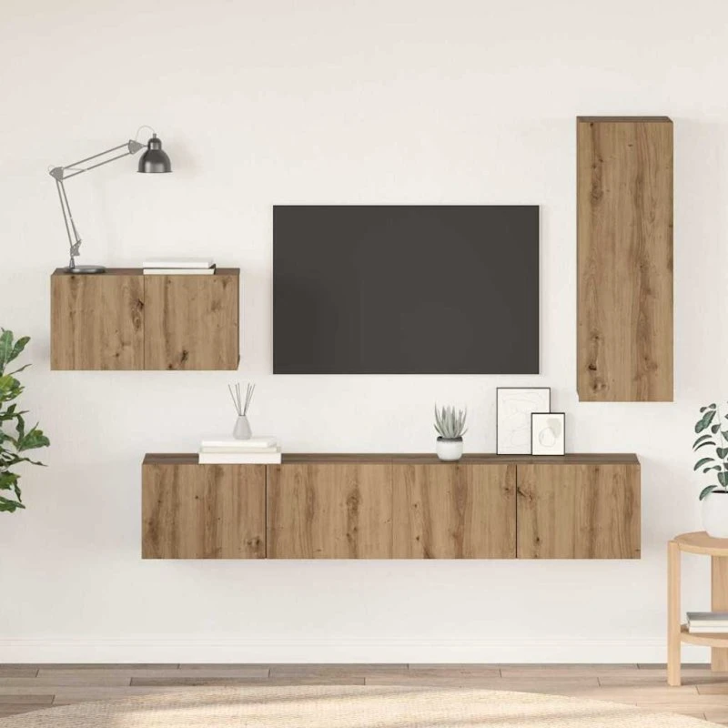 vidaXL TV-møbelsæt 4 stk Artisan Egetræ 30,5 x 30 x 90 cm