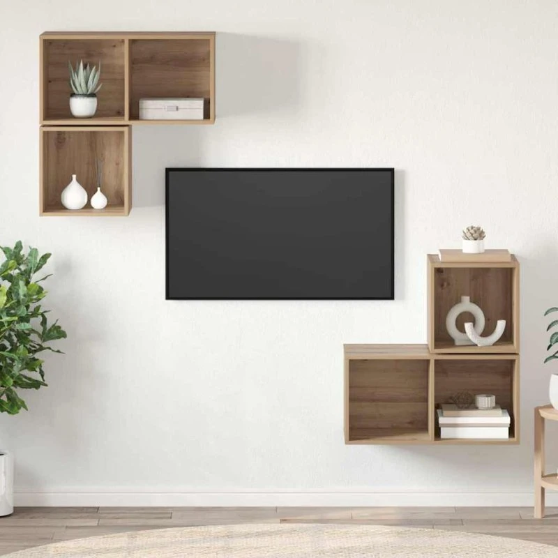 vidaXL Artisan Egetræ TV-møbelsæt 4 stk, 37 x 37 x 72 cm