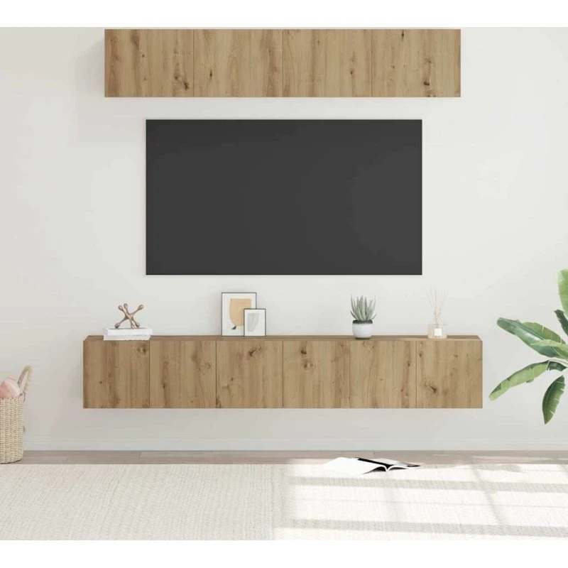 vidaXL TV-møbelsæt Vægmonteret 5 pcs Artisan Egetræ