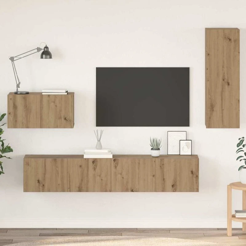 vidaXL Væg TV Skab 4 pcs Artisan Egetræ 200x30x30 cm