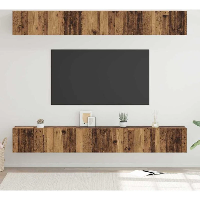 vidaXL Vægmonteret TV-møbelsæt 6 stk, Gammelt træ, 80 x 30 x 30 cm
