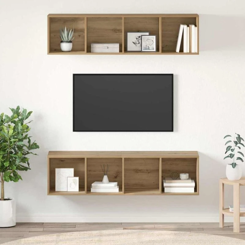 vidaXL Artisan Egetræ TV-møbelsæt 37 x 37 x 142,5 cm