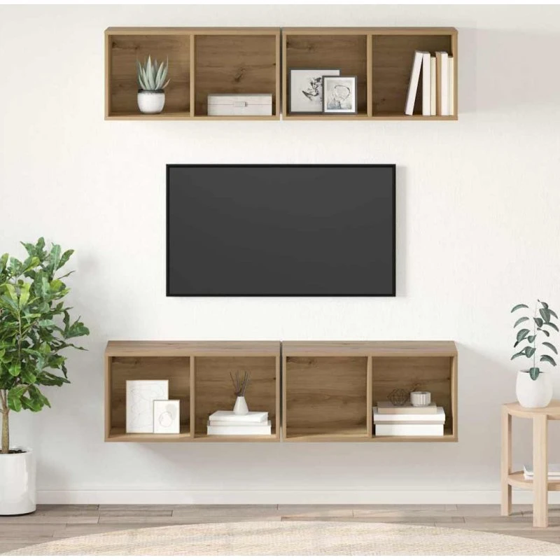 vidaXL Artisan Egetræ Væg TV-skab 37x37x72 cm