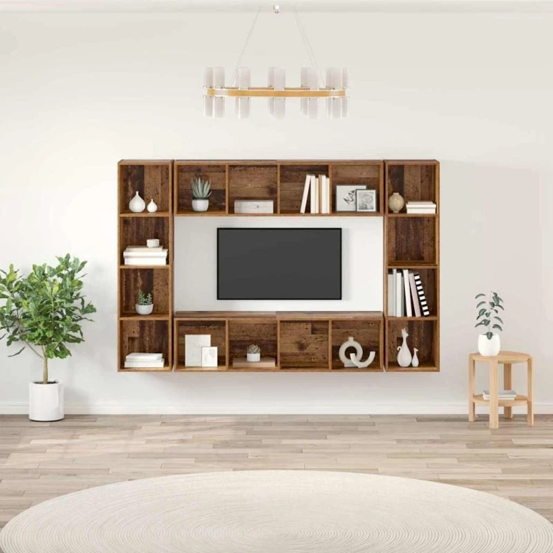 vidaXL TV-møbelsæt 4 stk, brun, 37 x 37 x 142,5 cm, konstrueret træ