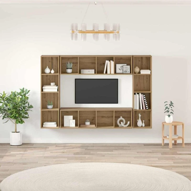 vidaXL TV-møbelsæt 4 stk, brun, 37 x 37 x 142,5 cm, konstrueret træ
