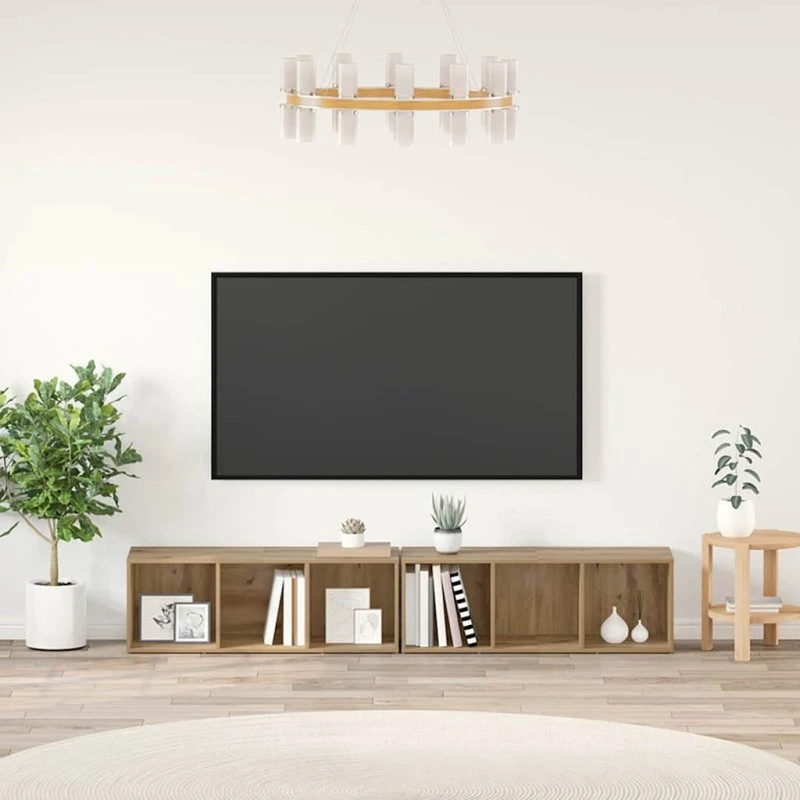 vidaXL Artisan Egetræ Vægmonteret TV-møbelsæt 37 x 35 x 107 cm