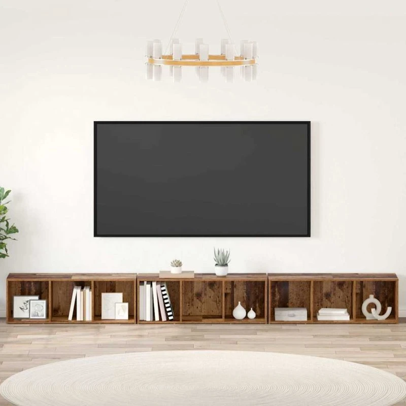 vidaXL TV-møbelsæt 3 stk Gammelt træ 37 x 35 x 107 cm