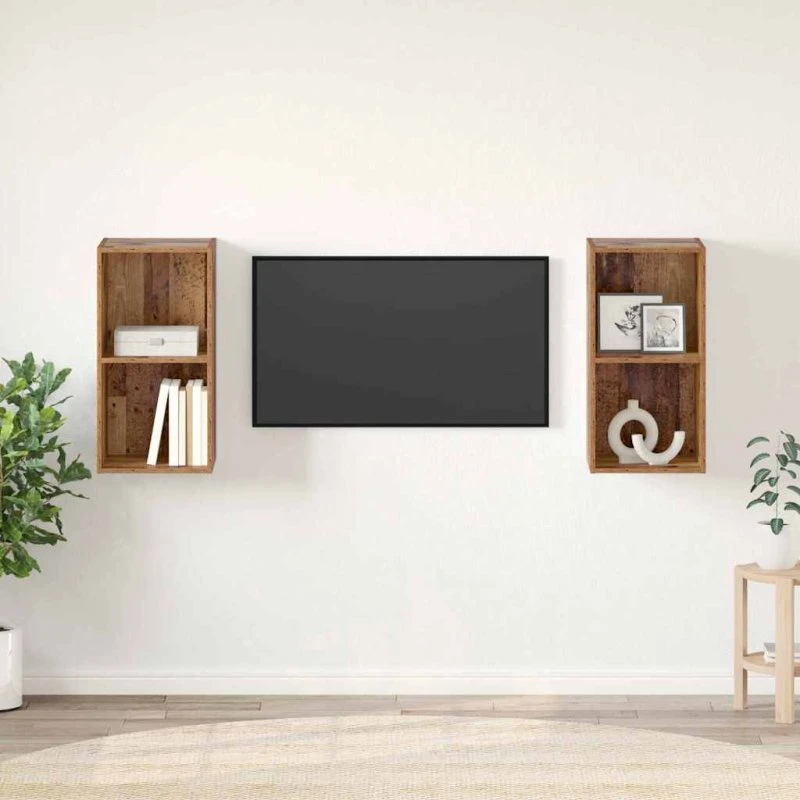 vidaXL TV-møbelsæt 2 stk, gammelt træ, 37 x 37 x 72 cm