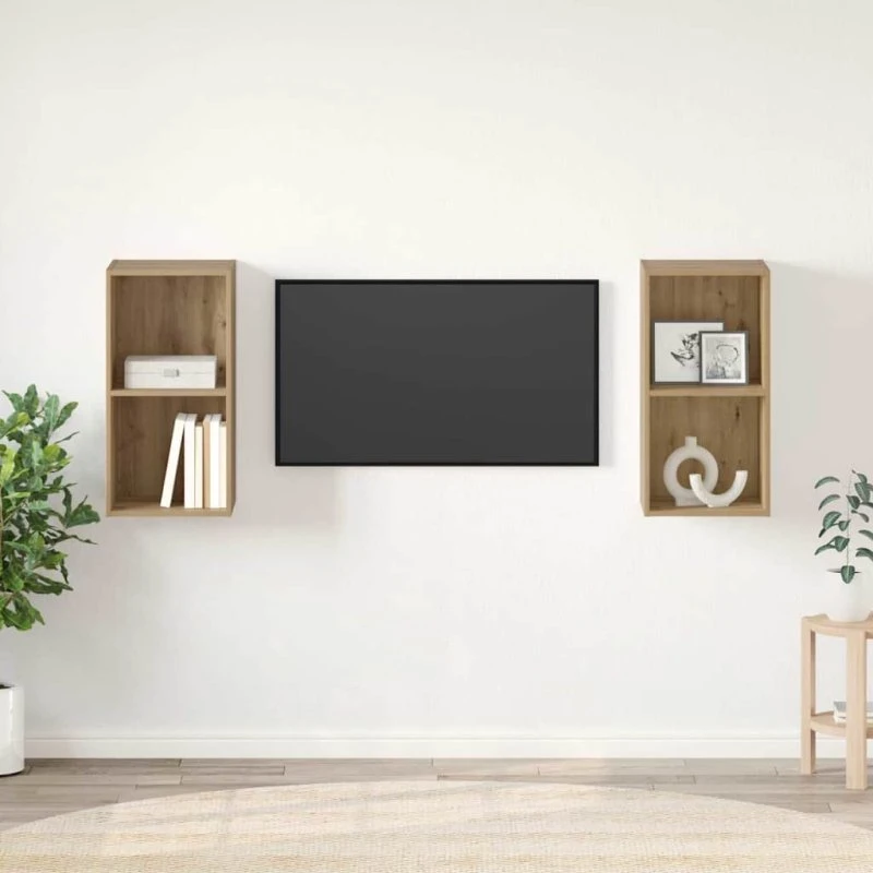 vidaXL Artisan Egetræ TV-møbelsæt 37x37x72 cm, Vægmonteret