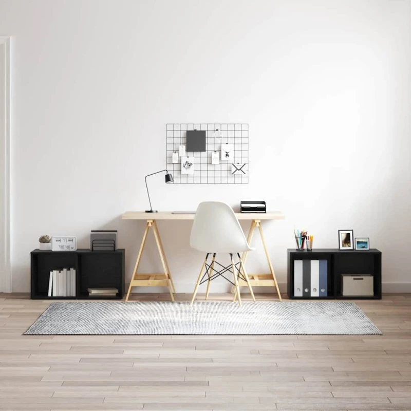 vidaXL TV-møbelsæt 2 stk, Sort, 72 x 35 x 36,5 cm, Konstrueret træ