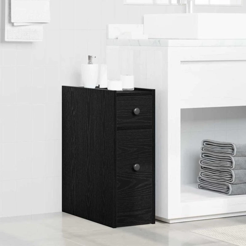 vidaXL Badeværelsesmøbel sæt Sort 80 x 18 x 60 cm Konstrueret træ