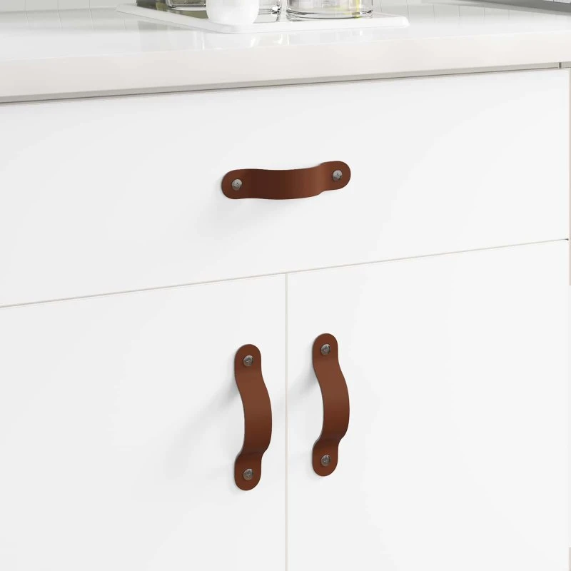 vidaXL Skab Håndtag 2 stk Brun 140 x 25 x 2,3 mm PU
