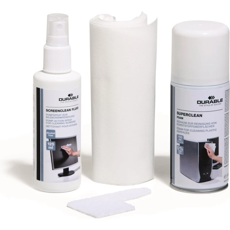 SUPERCLEAN Rensesæt PC - skum, spray, 10 fnugfri klude & tastaturrens