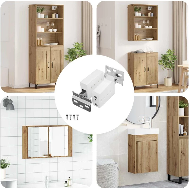 vidaXL Kabinet Hængende Beslag 12 stk Hvid 70 x 48 x 19 mm