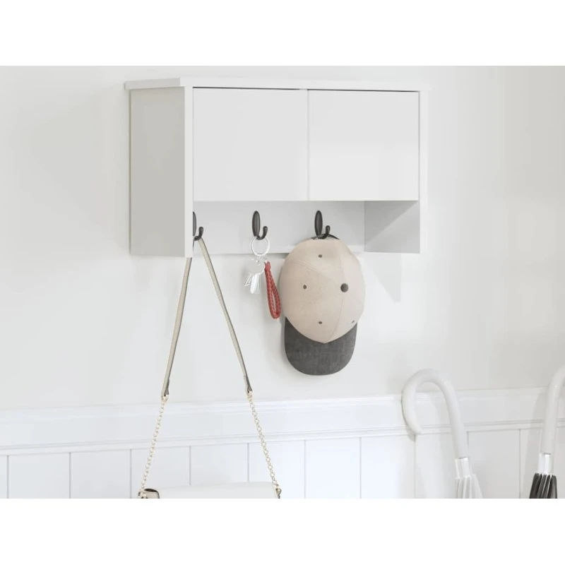 vidaXL Vægmonteret Jakkeholder Hvid 50 x 20 x 30 cm Konstrueret Træ
