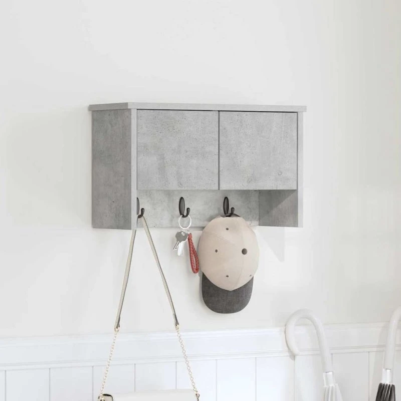 vidaXL Vægmonteret Jakkeholder med Hylde, Betongrå, 50 x 20 x 30 cm