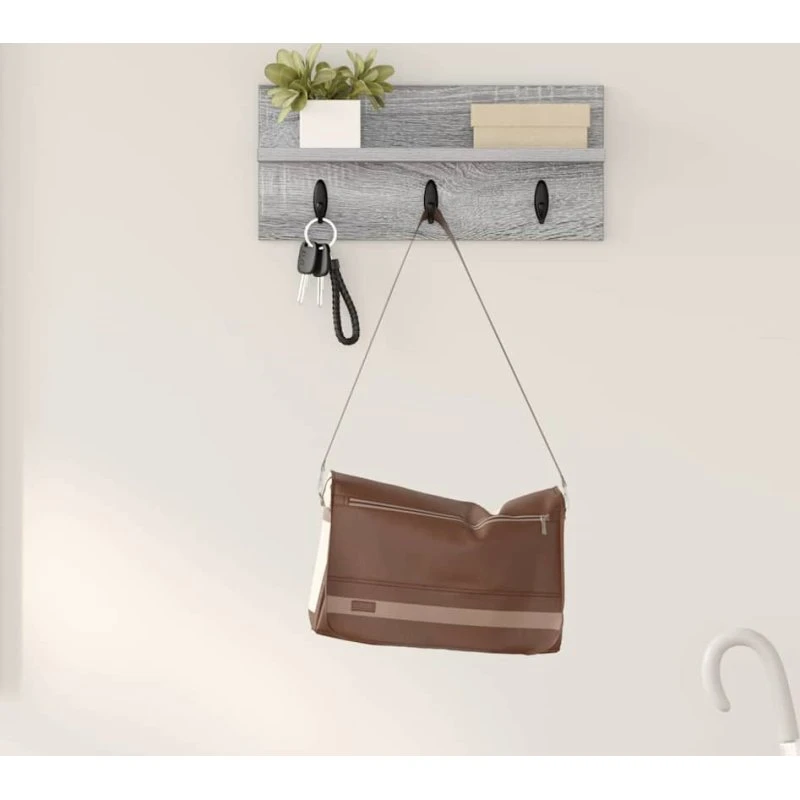 vidaXL Vægmonteret Jakkeholder Grå Sonoma 40 x 10,5 x 18 cm