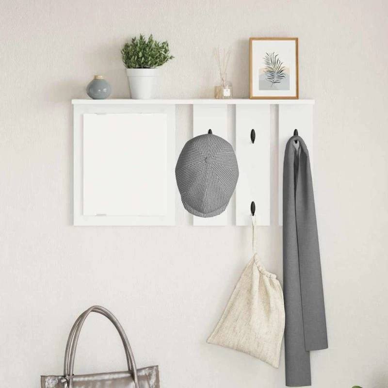 vidaXL Vægmonteret Jakkeholder Hvid 85 x 10 x 45 cm Træ