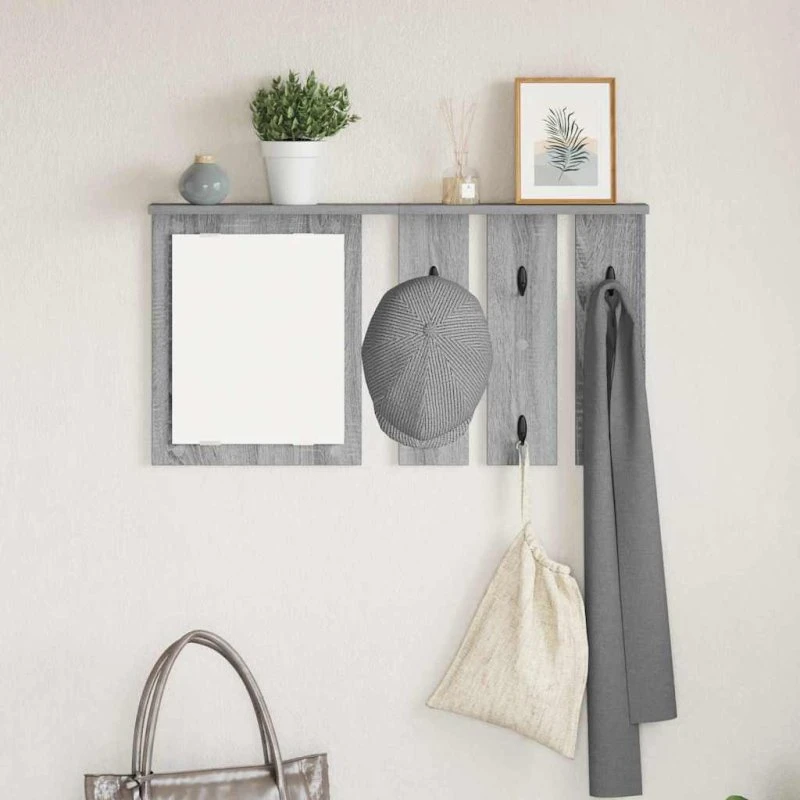 vidaXL Vægmonteret Jakkeholder Grå Sonoma-eg 85 x 10 x 45 cm