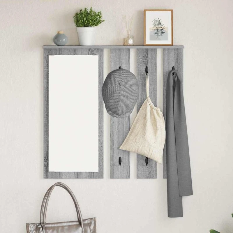 vidaXL Vægmonteret Jakkeholder Grå Sonoma-eg 84 x 10 x 80 cm