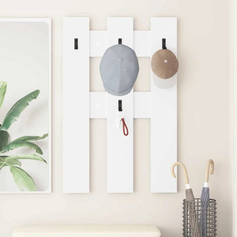 vidaXL Vægmonteret Jakkeholder Hvid 65 x 3 x 100 cm Træ