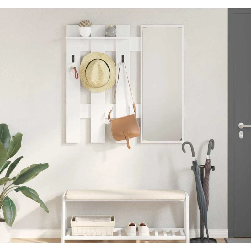 vidaXL Vægmonteret Jakkeholder Hvid 100 x 10 x 100 cm Konstrueret Træ