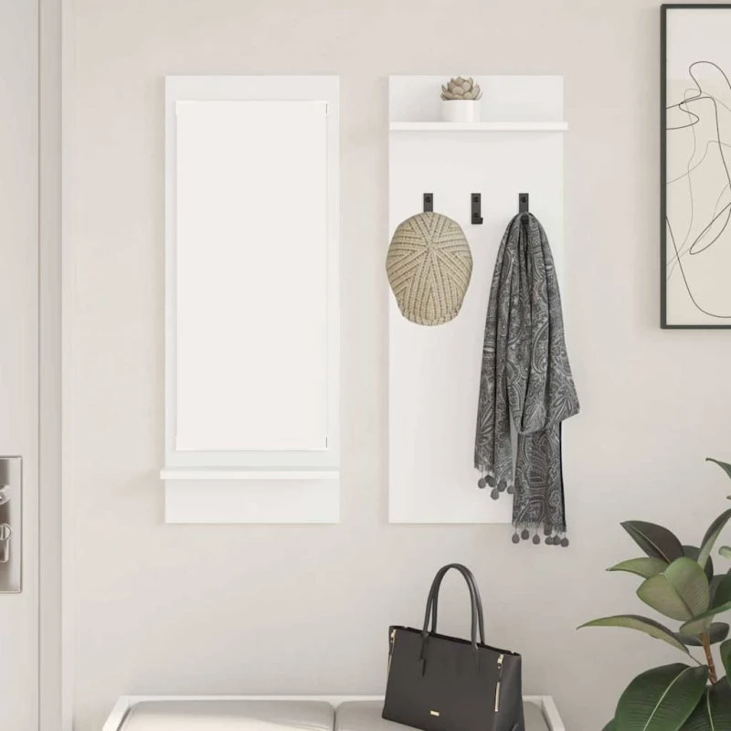 vidaXL Vægmonteret Jakkeholder Hvid 70 x 10 x 90 cm Konstrueret Træ