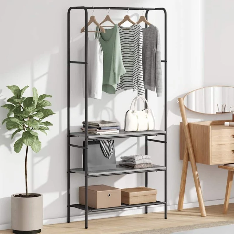 vidaXL Tøjstativ Grå Sonoma-eg 77x30x171 cm