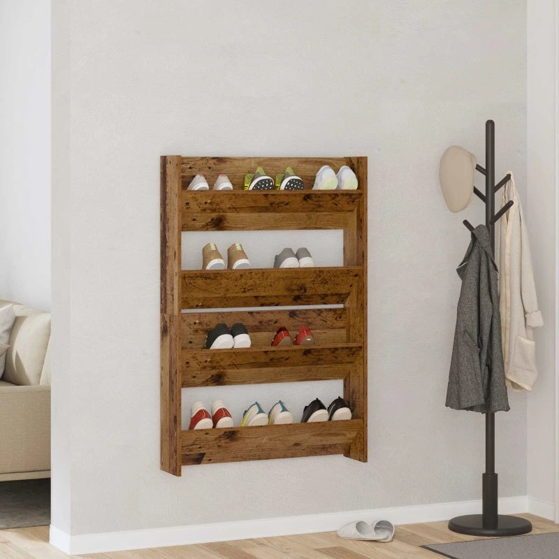 vidaXL Sko Skab 2 pcs Gammelt Træ 80 x 18 x 60 cm