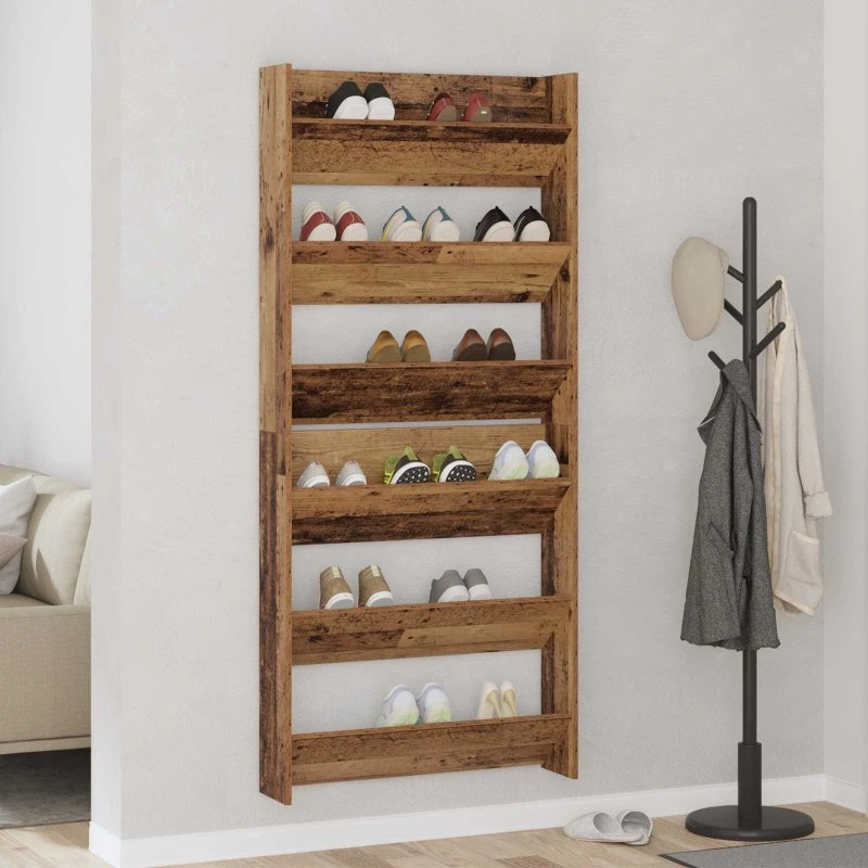 vidaXL Sko Skab 2 stk Gammelt Træ 84 x 18 x 90 cm Konstrueret Træ