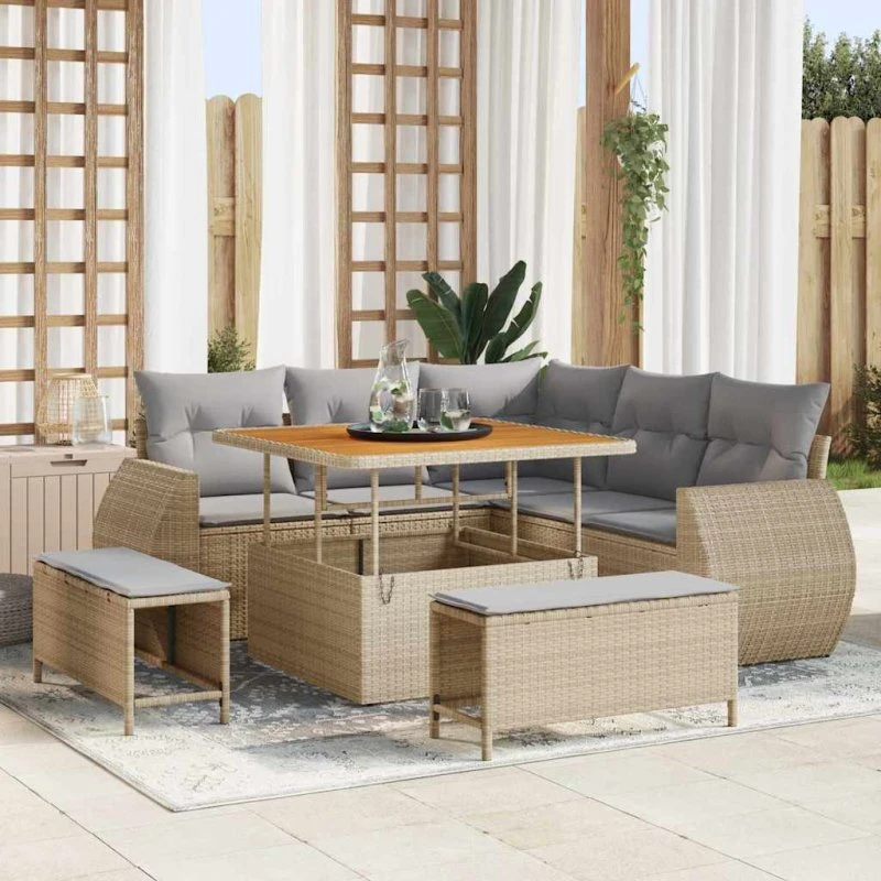 vidaXL Havesofa Sæt 8 stk Beige polyrattan