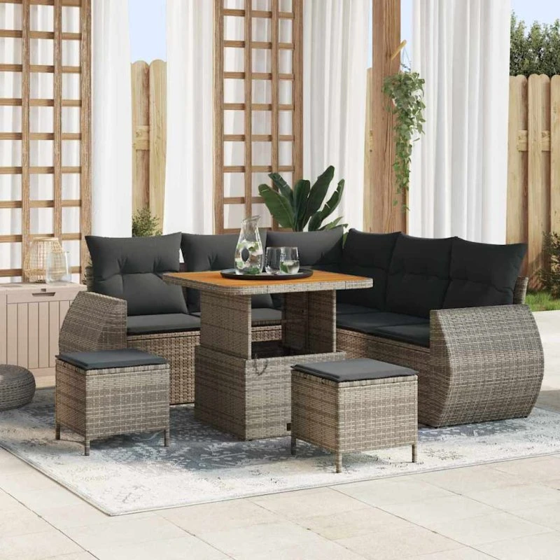 vidaXL Havesofa Sæt 8 stk Grå polyrattan