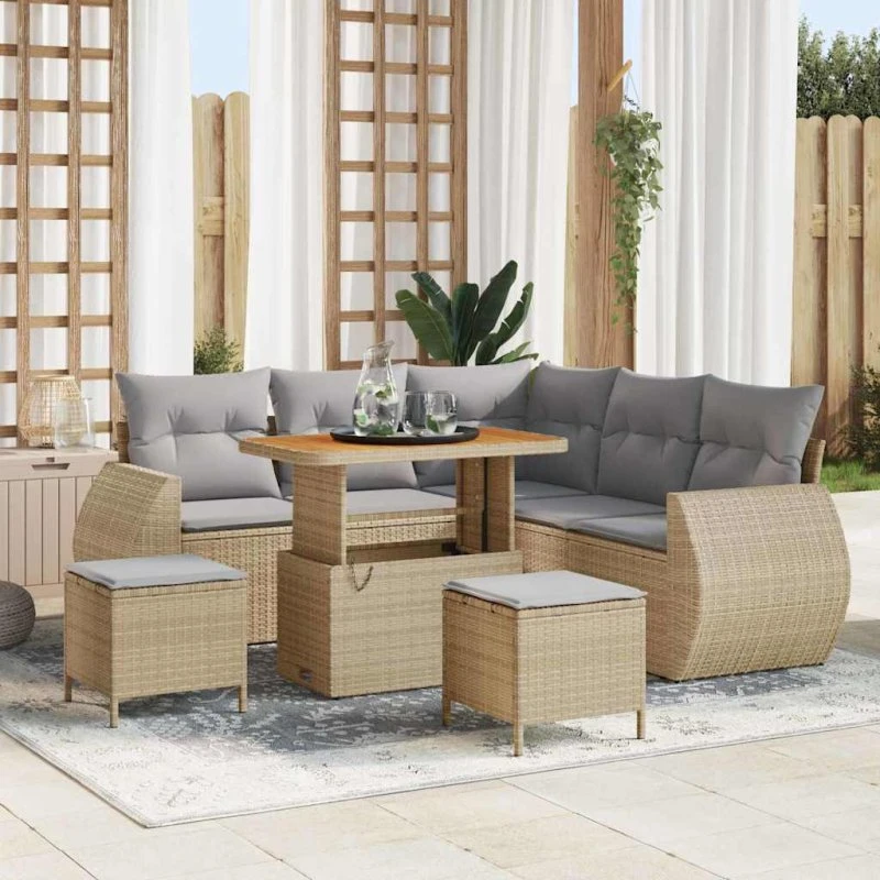 vidaXL Havesofa Sæt 8 stk Beige polyrattan