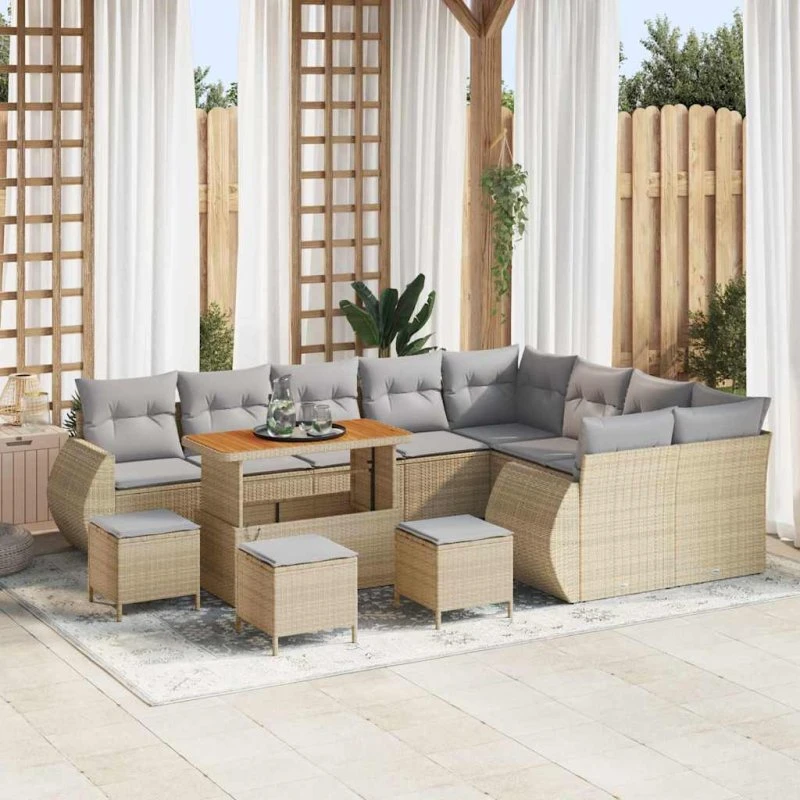 vidaXL Havesofa Sæt 13 pcs Beige polyrattan