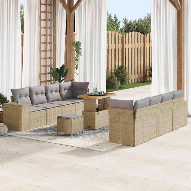 vidaXL Havesofa Sæt 11 pc Beige polyrattan