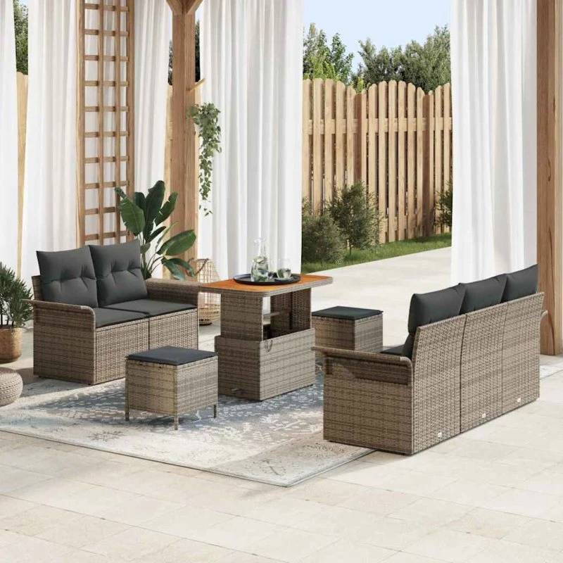 vidaXL Havesofa Sæt 8 stk Grå Polyrattan