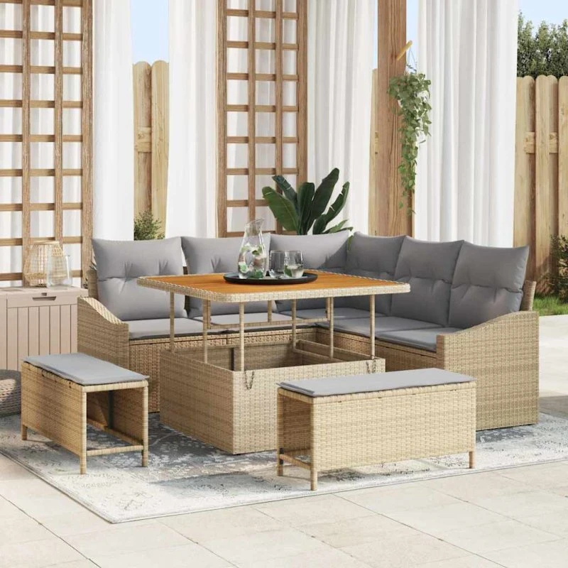 vidaXL Havesofa Sæt 8 pcs Beige Poly rattan