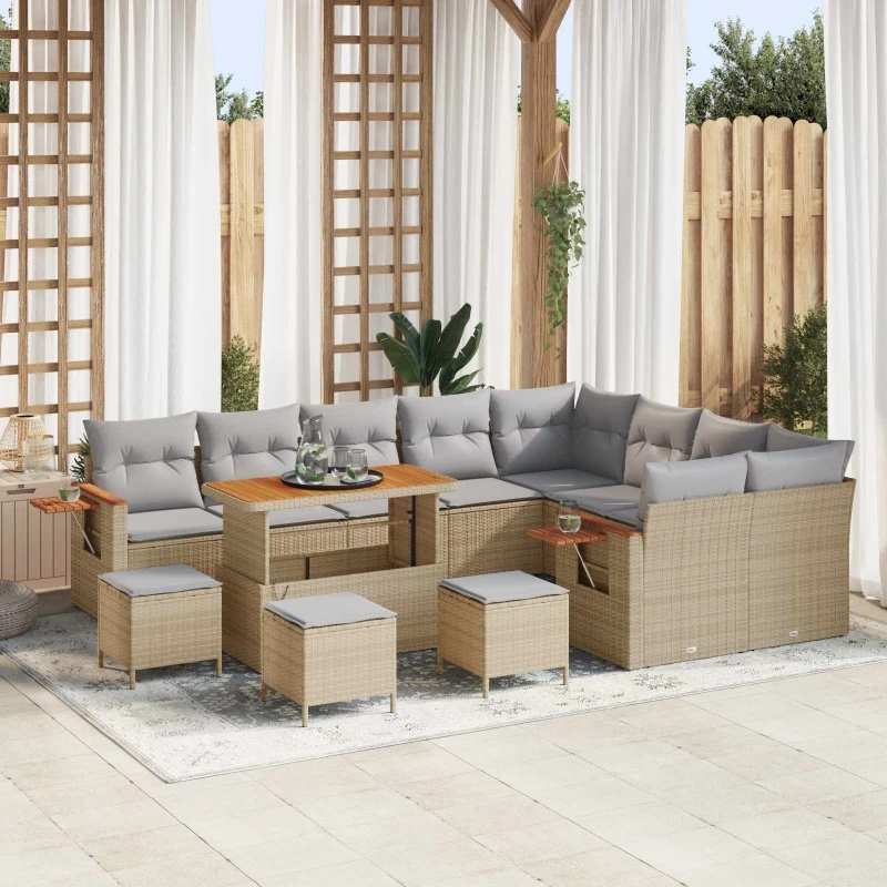vidaXL Havesofa Sæt 13 stk Beige Poly rattan