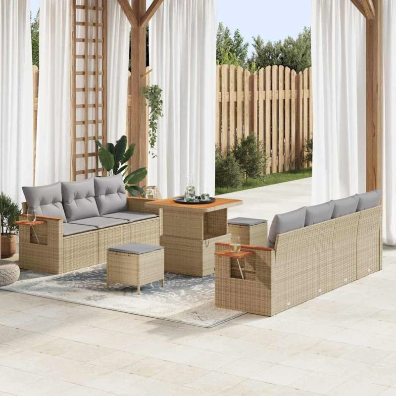 vidaXL Havesofa Sæt 10 pcs Beige/Lys Grå 80x80x71 cm