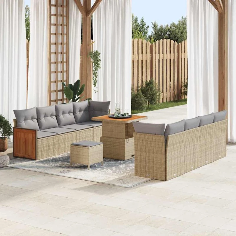 vidaXL Havesofa Sæt 11 pc Beige/Lys Grå 80x80x71 cm