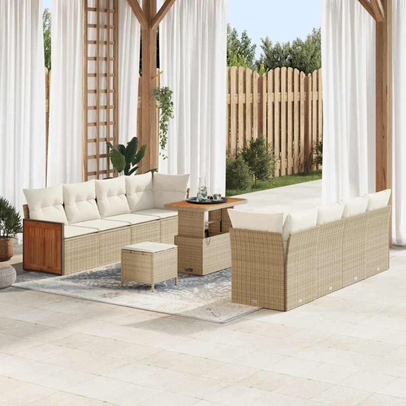 vidaXL Havesofa Sæt 11 stk Beige/Creme 90x55x71 cm