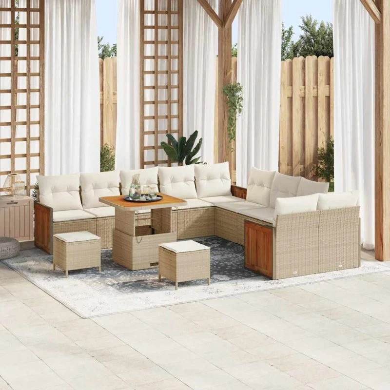 vidaXL Havesofa Sæt 13 stk Beige/Creme 80x80x71 cm