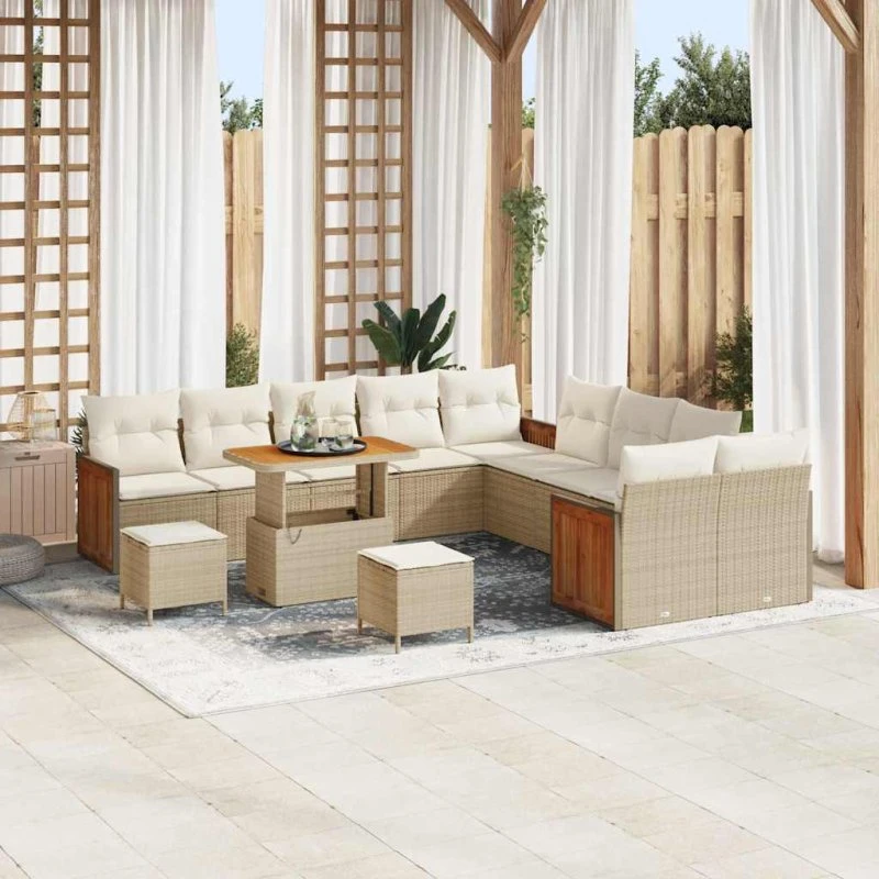 vidaXL Havesofa Sæt 13 stk Beige/Creme 90x55x71 cm