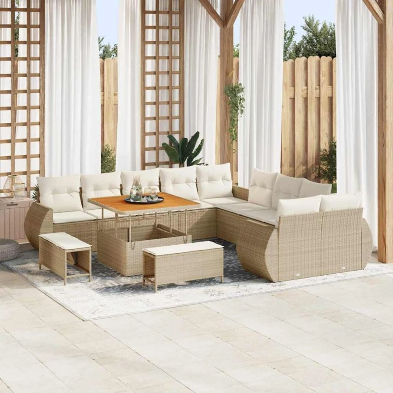 vidaXL Havesofa Sæt 13 stk beige/creme 100x100x71 cm