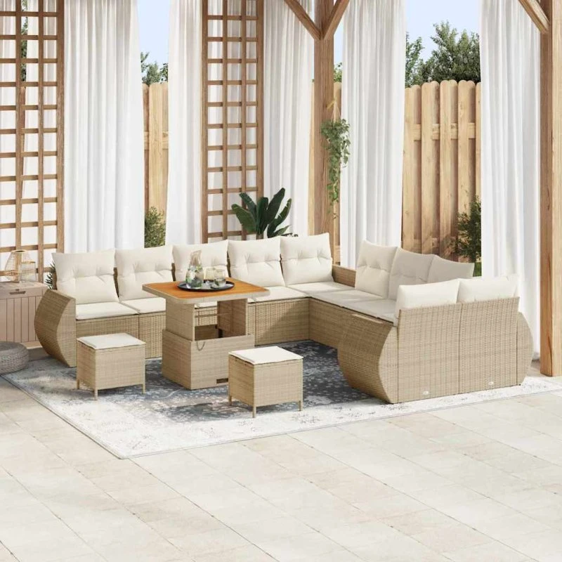 vidaXL Havesofa Sæt 13 stk beige/creme 80x80x71 cm